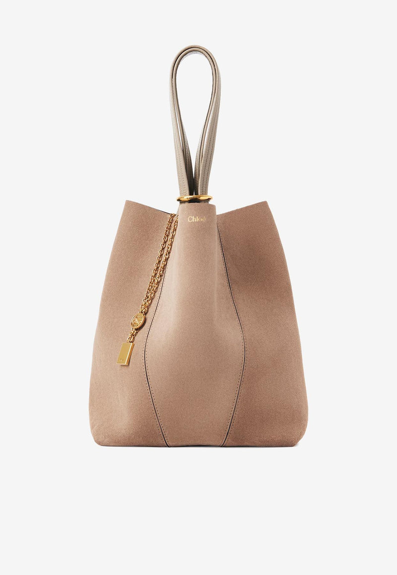 Chloé Spin Suede Tote Bag Taupe CH25AS811P9923W
