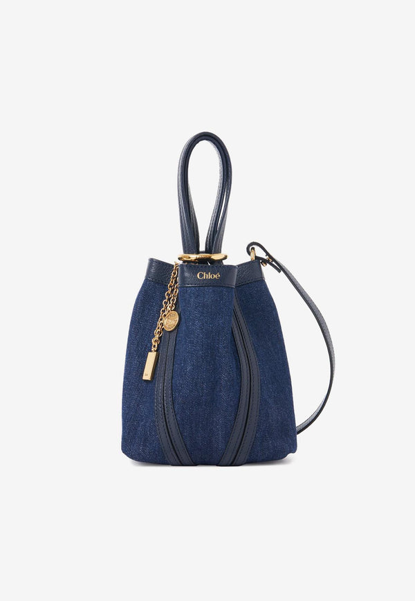 Chloé Small Spin Denim Tote Bag Blue CH25AS812P98408