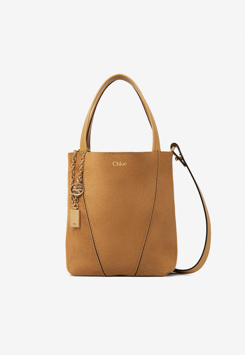 Chloé Small Spin Suede Tote Bag Khaki CH25AS812P9921B
