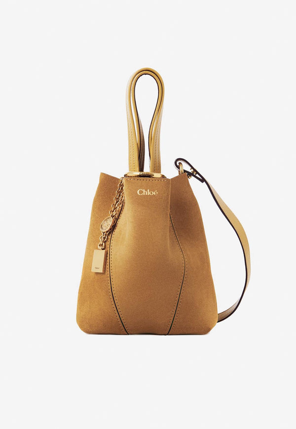 Chloé Small Spin Suede Tote Bag Khaki CH25AS812P9921B