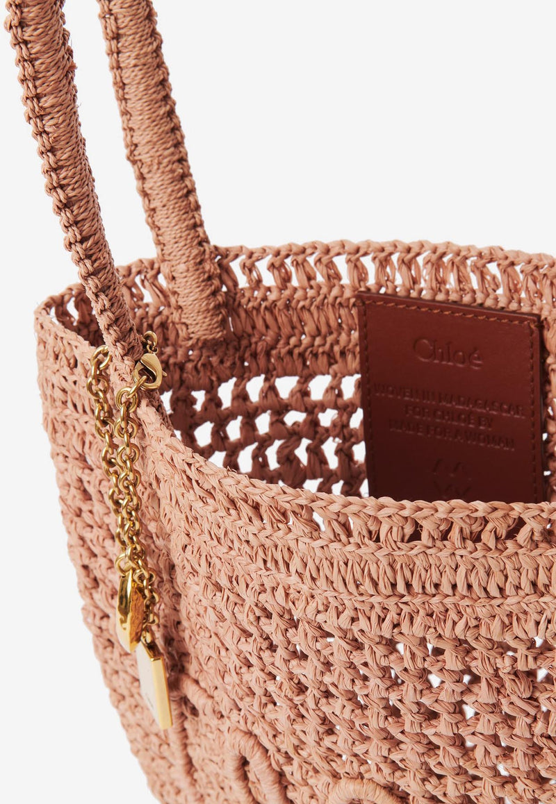 Chloé Small Summer Banana Tote Bag in Raffia CH25AS903P0824M
