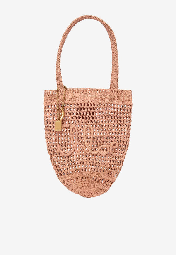 Chloé Small Summer Banana Tote Bag in Raffia CH25AS903P0824M