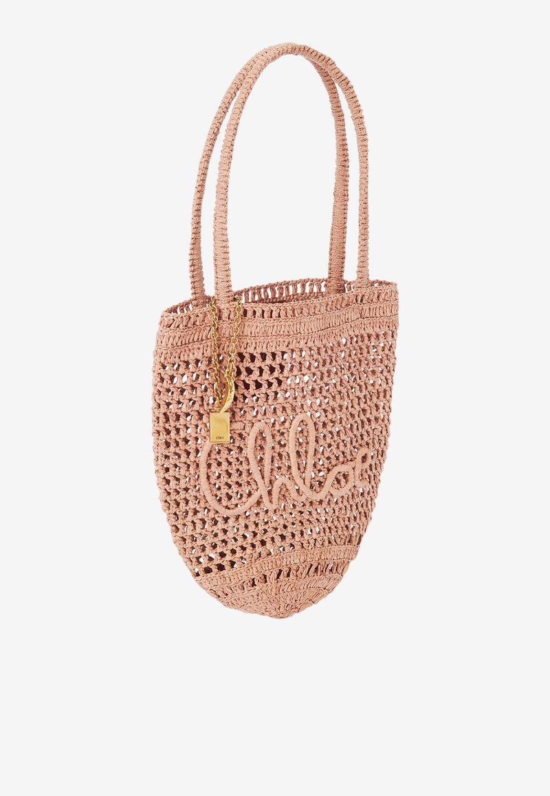 Chloé Small Summer Banana Tote Bag in Raffia CH25AS903P0824M