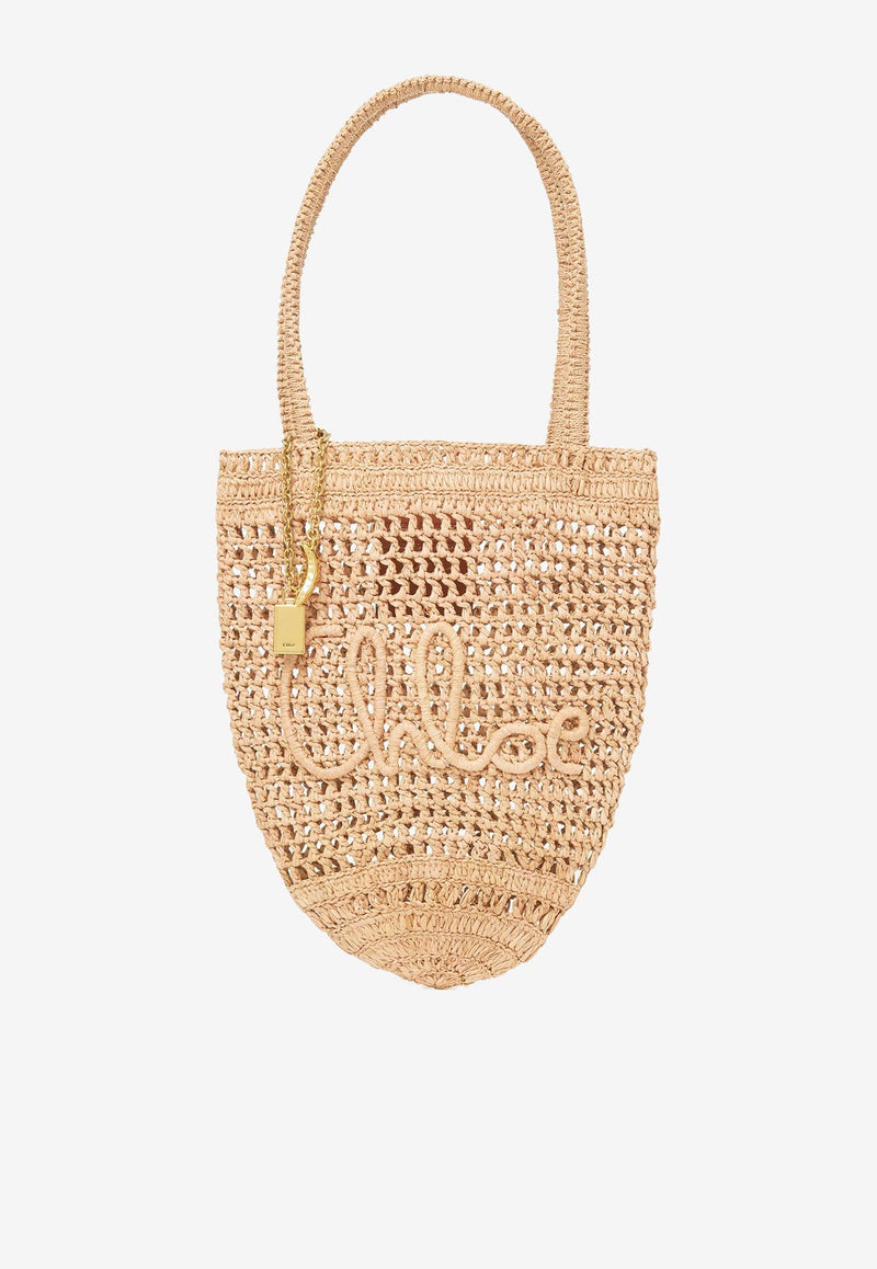 Chloé Small Summer Banana Tote Bag in Raffia CH25AS903P0824P