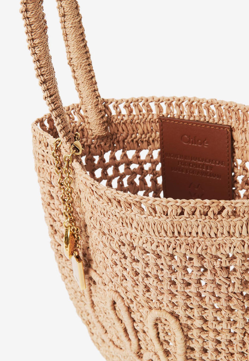 Chloé Small Summer Banana Tote Bag in Raffia CH25AS903P0824P