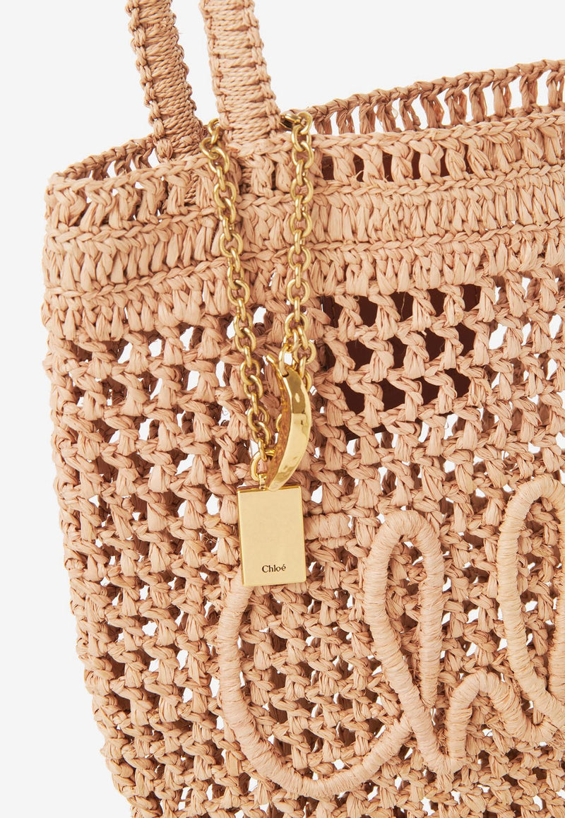 Chloé Small Summer Banana Tote Bag in Raffia CH25AS903P0824P