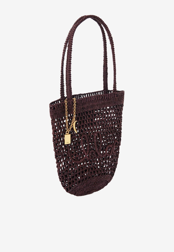 Chloé Small Summer Banana Tote Bag in Raffia CH25AS903P0824X
