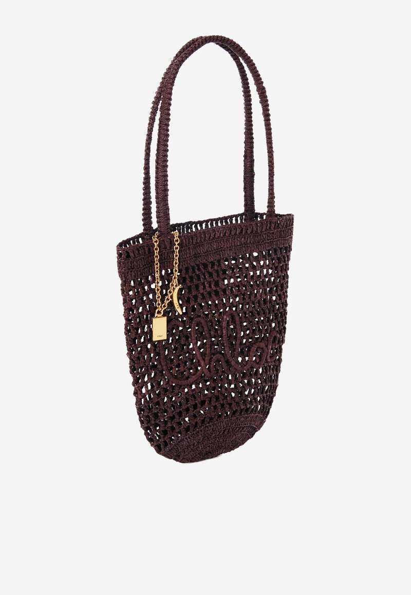 Chloé Small Summer Banana Tote Bag in Raffia CH25AS903P0824X