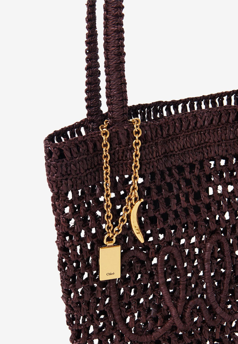 Chloé Small Summer Banana Tote Bag in Raffia CH25AS903P0824X