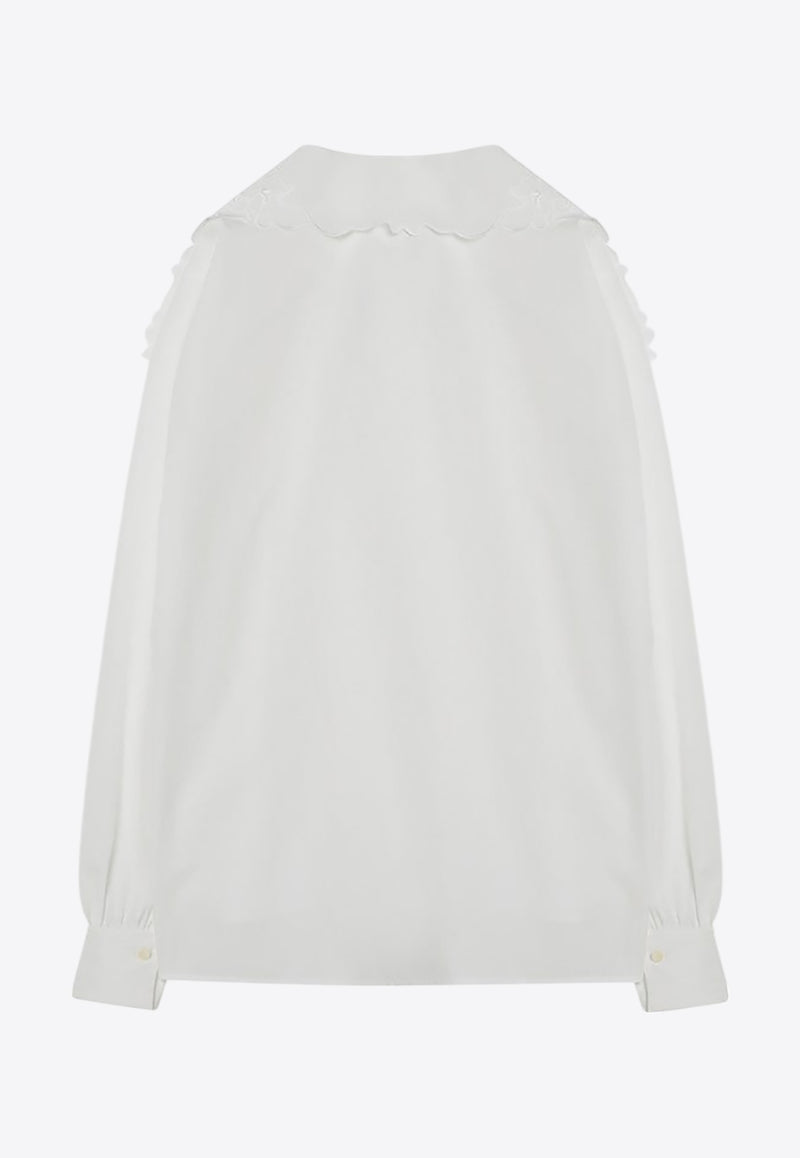 Chloé Embroidered Lavallière Long-Sleeved Shirt White CH25SHT17310/Q_CHLOE-101