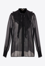 Chloé Sheer Georgette Ruffled Shirt Black CH25SHT24335001 Black
