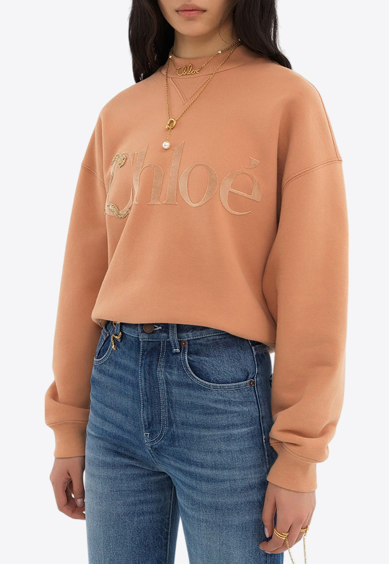 Chloé Generous Logo Print Sweatshirt Beige CH25SJH0518926V Toasted Oats