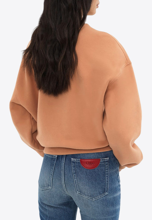 Chloé Generous Logo Print Sweatshirt Beige CH25SJH0518926V Toasted Oats