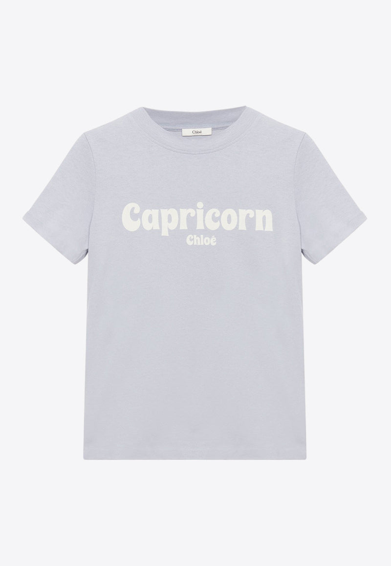 Chloé Capricorn Logo Print T-shirt Sky Blue CH25SJH08186473 Ballad Blue