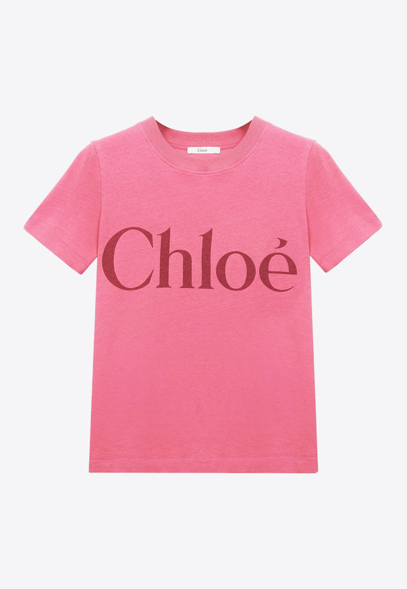Chloé Logo Print T-shirt Pink CH25SJH081926N8 Sweet Pink