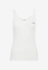 Chloé Embroidered Logo Tank Top White CH25SJH12180 101