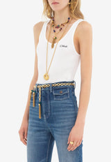 Chloé Embroidered Logo Tank Top White CH25SJH12180 101