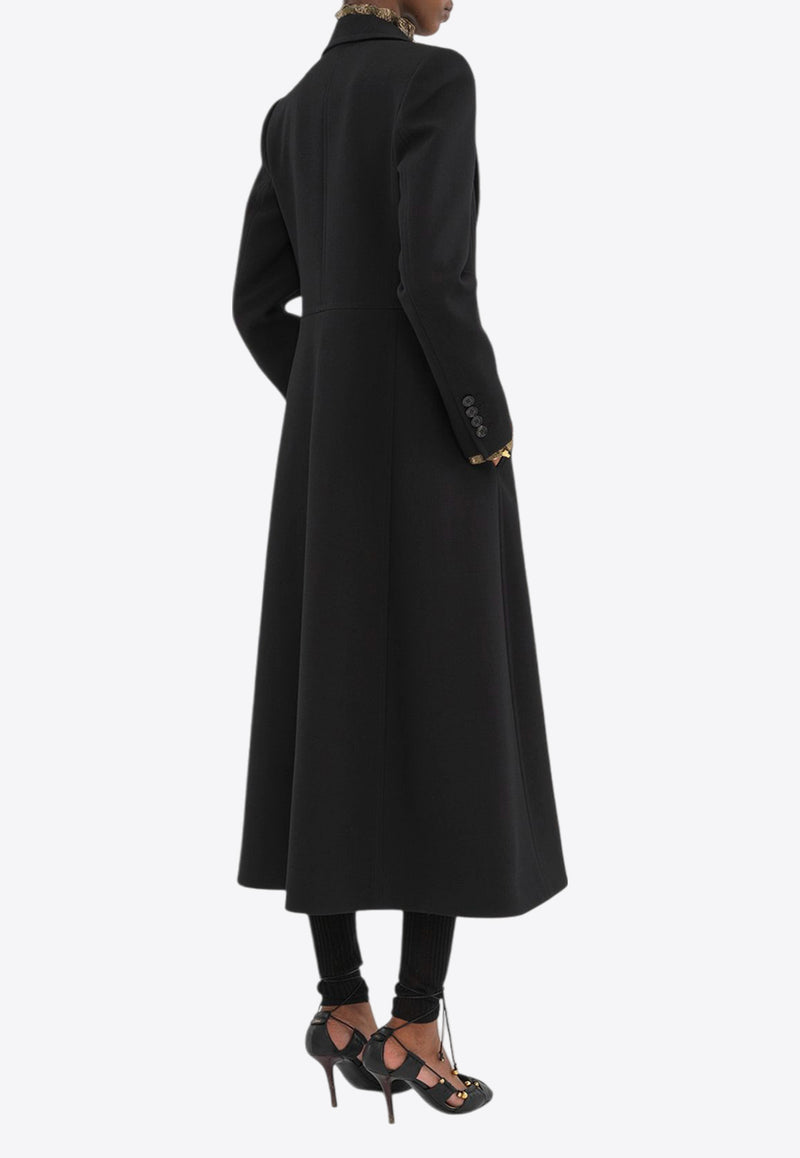 Chloé Double-Breasted Wool Crepe Long Coat Black CH25SMA21302001 Black