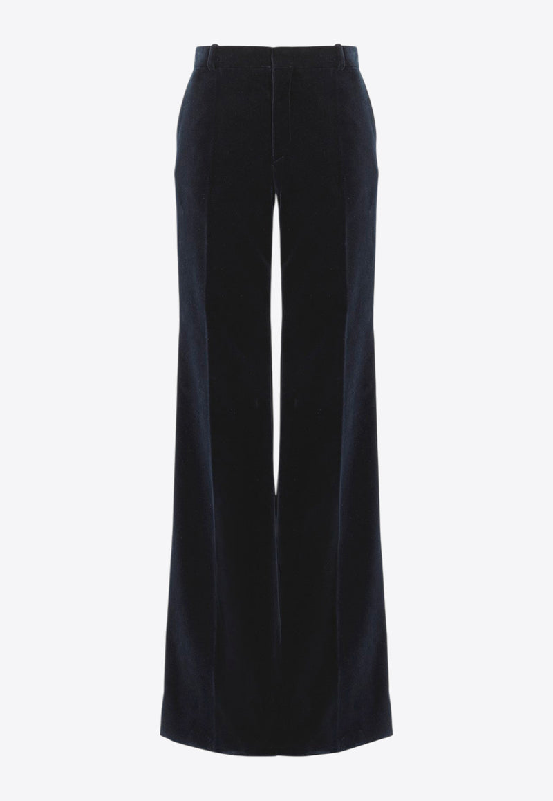 Chloé Flared Velvet Pants Midnight Blue CH25SPA3601748B Evening Blue