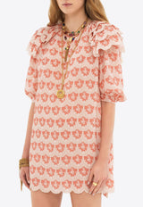 Chloé Floral Print Silke Crepe Mini Dress Pink CH25SRO2530796E Beige - Pink