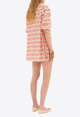 Chloé Floral Print Silke Crepe Mini Dress Pink CH25SRO2530796E Beige - Pink
