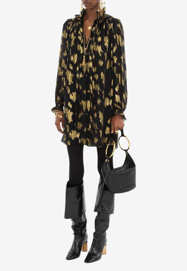 Chloé Floral Brocade Mini Dress Black CH25SRO45412001 Black