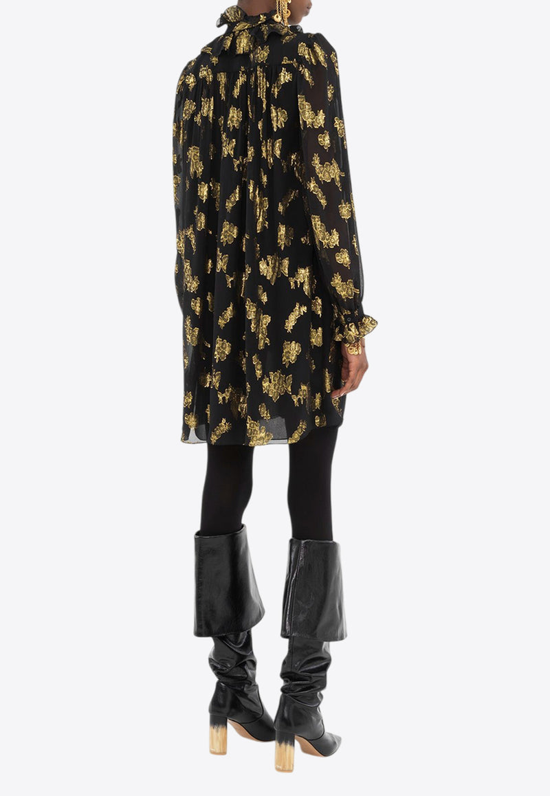 Chloé Floral Brocade Mini Dress Black CH25SRO45412001 Black