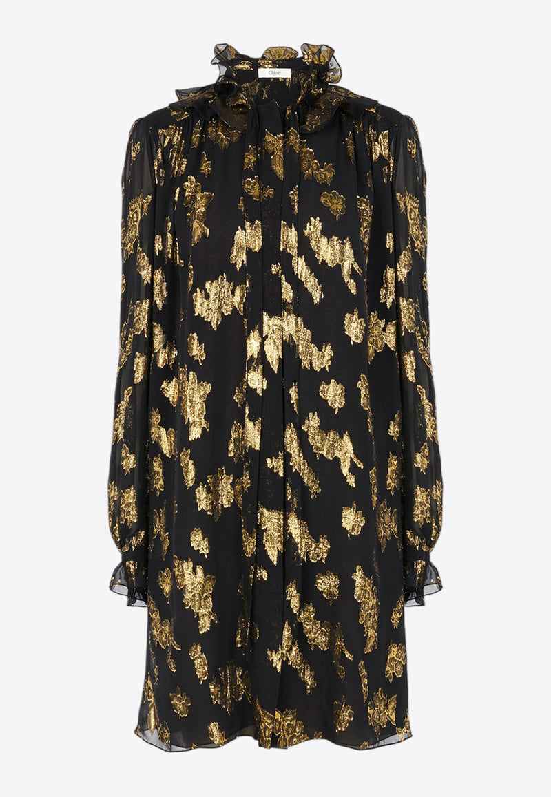 Chloé Floral Brocade Mini Dress Black CH25SRO45412001 Black