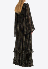 Chloé Lurex Dots Ruffled Maxi Dress Black CH25SRO50414001 Black