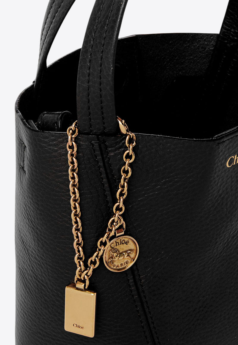 Chloé Small Spin Grained Leather Shoulder Bag Black CH25SS812N84001 Black