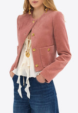 Chloé Velvet Corduroy Cropped Jacket Pink CH25SVE203066L7 Wild Pink