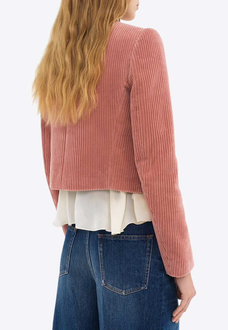 Chloé Velvet Corduroy Cropped Jacket Pink CH25SVE203066L7 Wild Pink