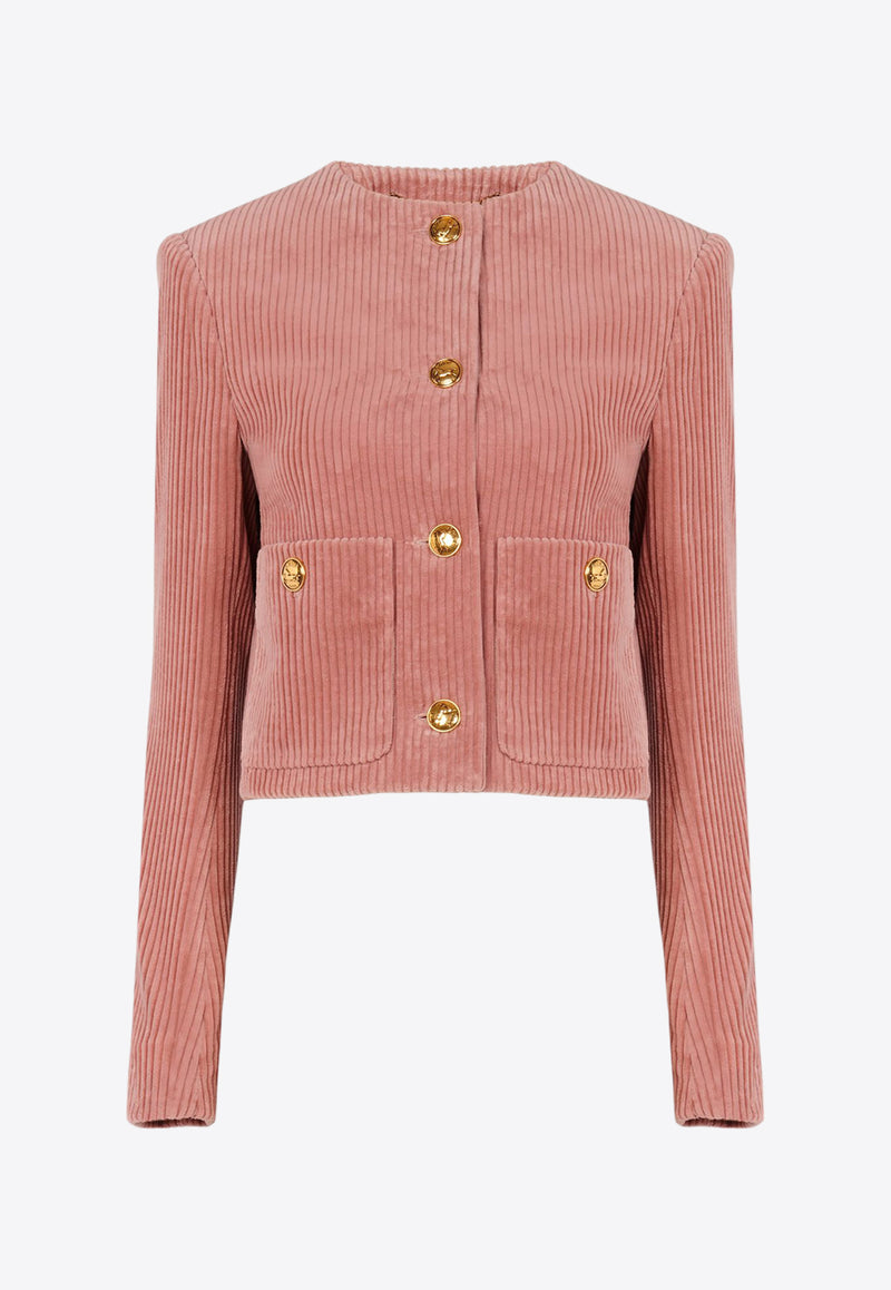 Chloé Velvet Corduroy Cropped Jacket Pink CH25SVE203066L7 Wild Pink