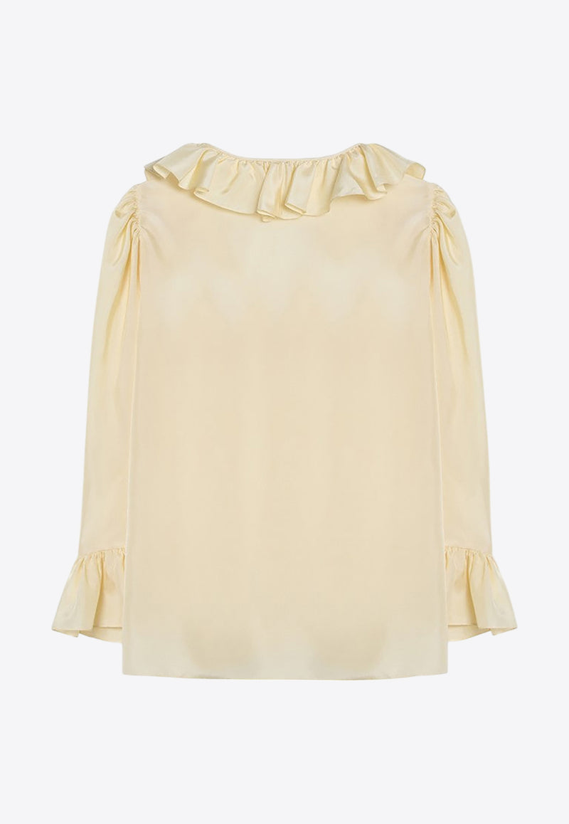 Chloé V-neck Ruffled Blouse Yellow CH25UHT44489/Q_CHLOE-753