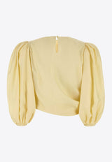 Chloé Draped Silk Cropped Top Yellow CH25UHT69489753 Powder Yellow