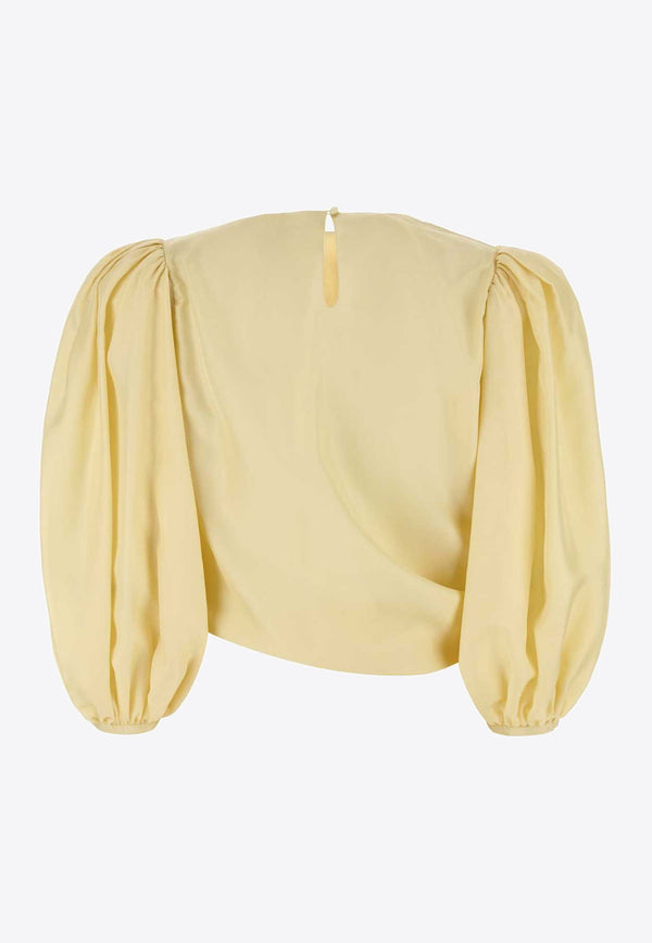 Chloé Draped Silk Cropped Top Yellow CH25UHT69489753 Powder Yellow