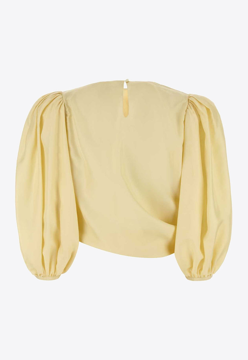 Chloé Draped Silk Cropped Top Yellow CH25UHT69489753 Powder Yellow