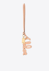 Chloé Logo Bag Charm in Calf Leather Pink CH25UK143P496I0 Apricot Pink