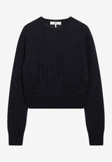 Chloé Embroidered Logo Knitted Sweater Navy CH25UMP27740/S_CHLOE-4C4