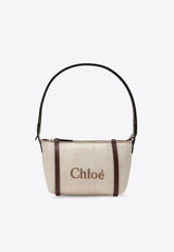 Chloé Carry Jacquard Canvas Shoulder Bag Beige CH25UP566P38/R_CHLOE-24P