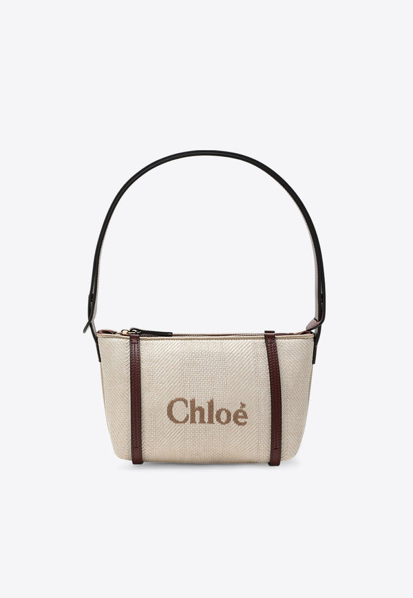 Chloé Carry Jacquard Canvas Shoulder Bag Beige CH25UP566P38/R_CHLOE-24P
