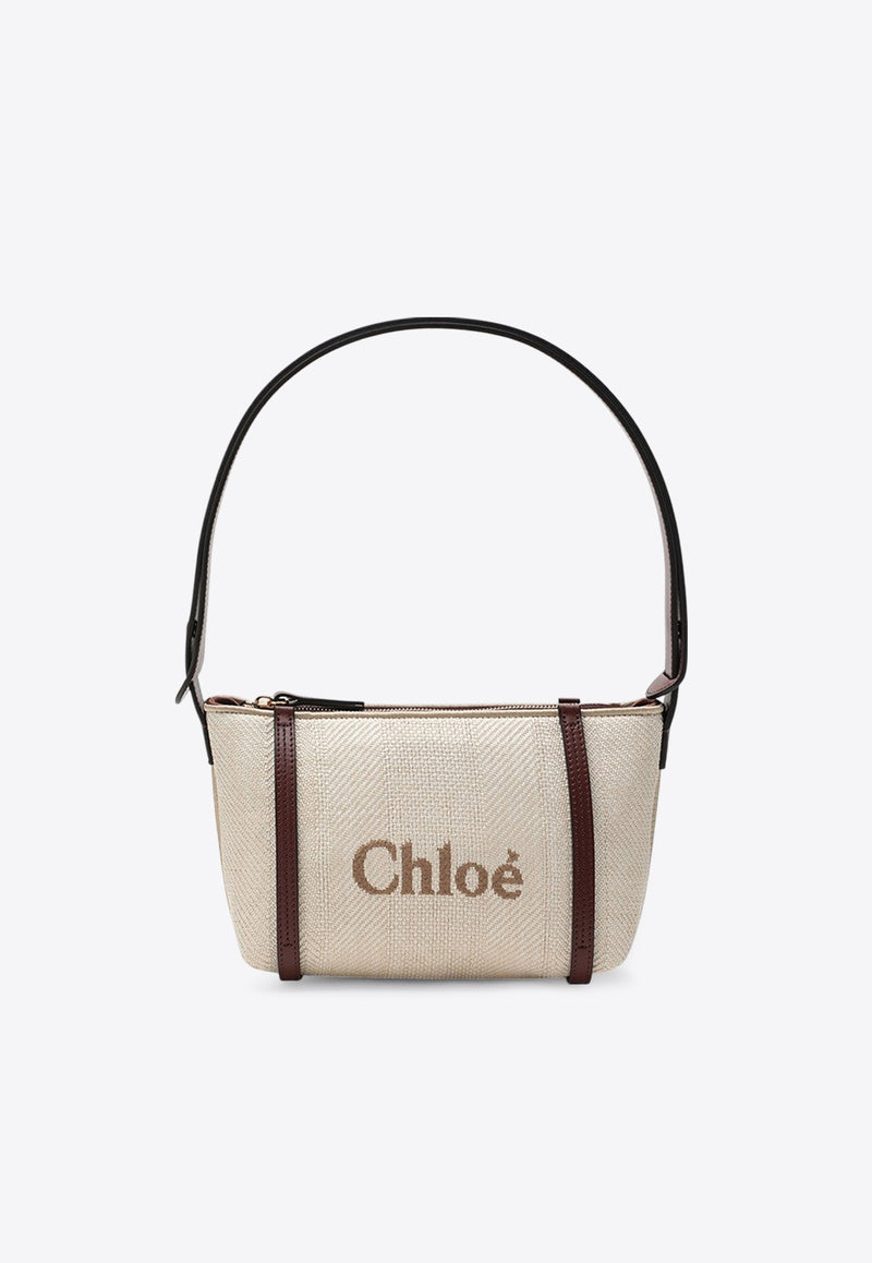 Chloé Carry Jacquard Canvas Shoulder Bag Beige CH25UP566P38/R_CHLOE-24P