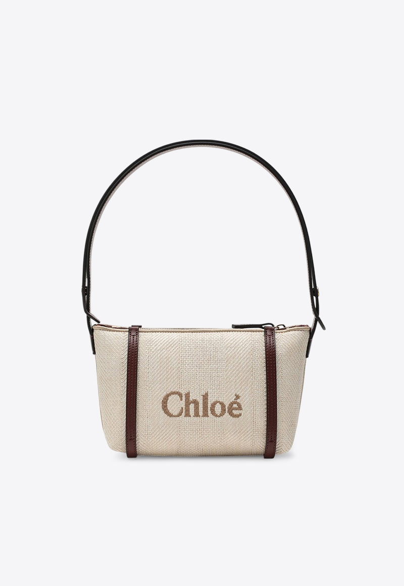 Chloé Carry Jacquard Canvas Shoulder Bag Beige CH25UP566P38/R_CHLOE-24P