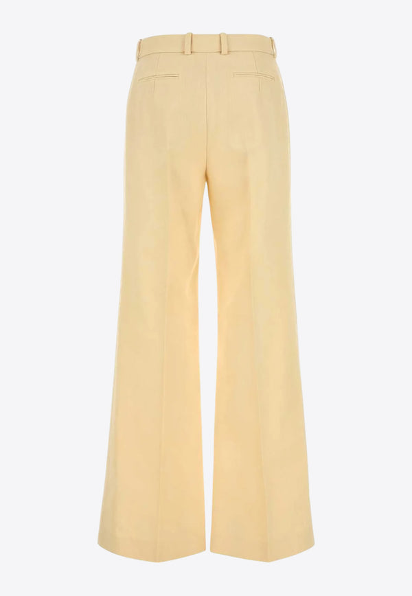 Chloé High-Rise Wide-Leg Pants Beige CH25UPA15434223 Straw Beige