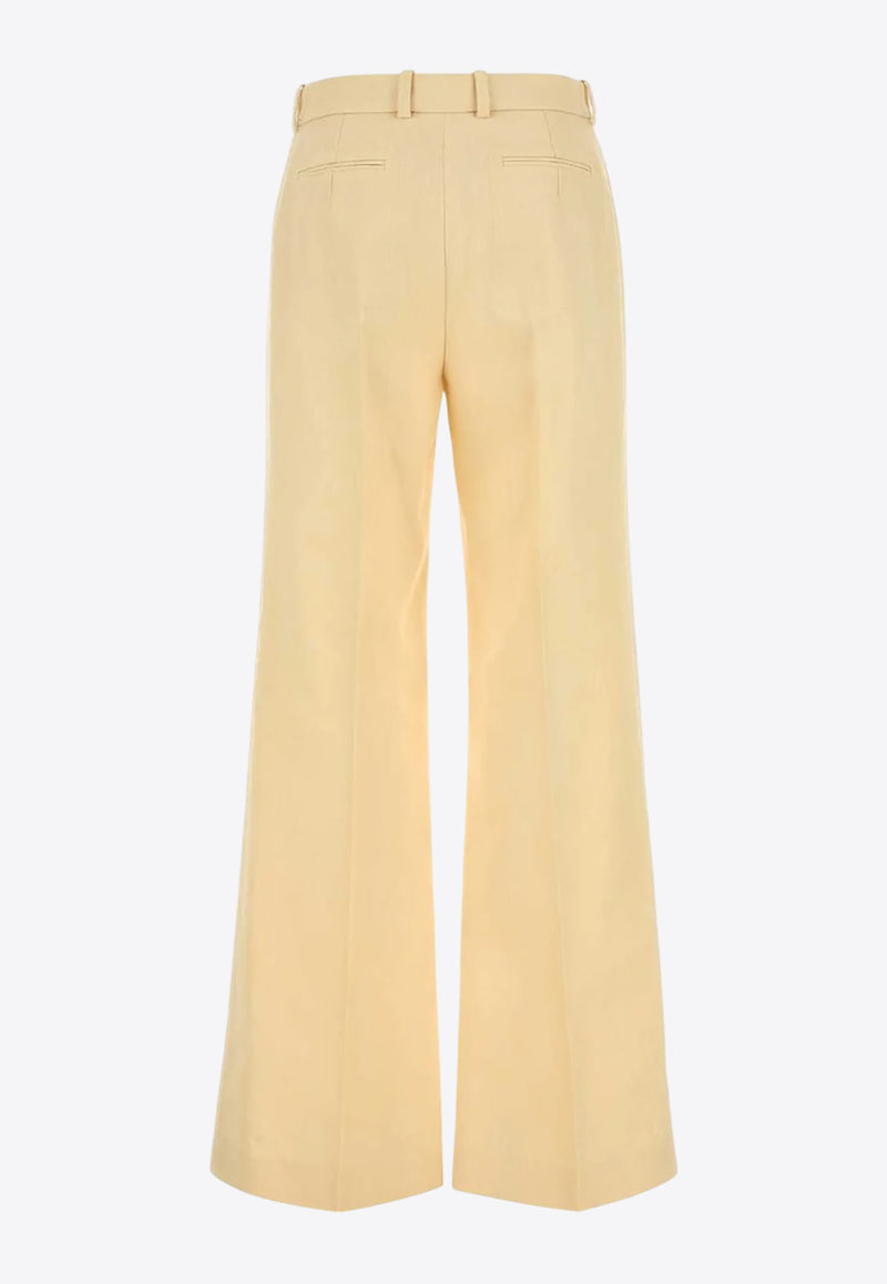 Chloé High-Rise Wide-Leg Pants Beige CH25UPA15434223 Straw Beige