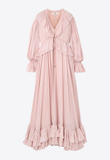 Chloé Ruffled Silk Maxi Dress Pink CH25URO973296H5 Pansy Pink