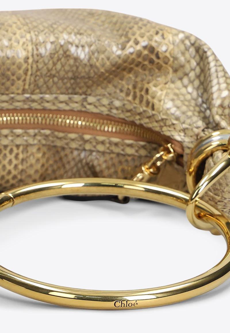 Chloé Mini Bracelet Snake-Print Leather Hobo Bag
 Beige CH25US623P026I0 Apricot Pink
