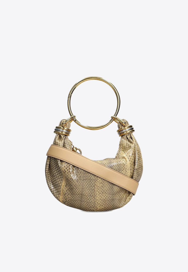 Chloé Mini Bracelet Snake-Print Leather Hobo Bag
 Beige CH25US623P026I0 Apricot Pink