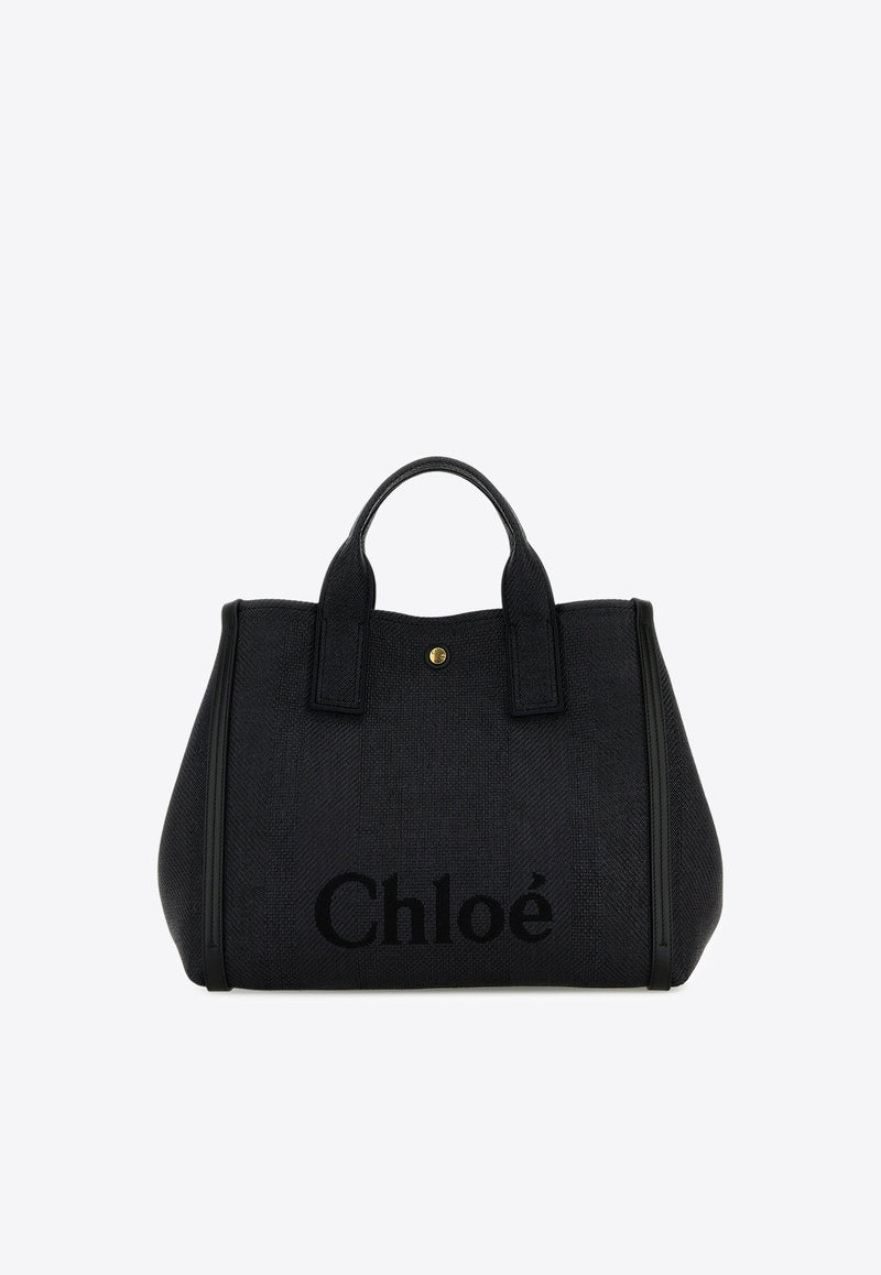 Chloé Medium Carry Logo Shoulder Bag Black CH25US910P1944C Black Navy