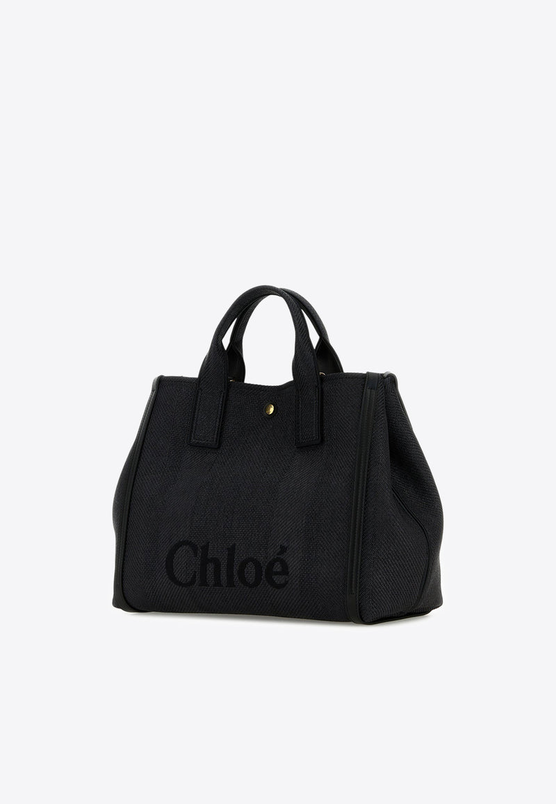 Chloé Medium Carry Logo Shoulder Bag Black CH25US910P1944C Black Navy